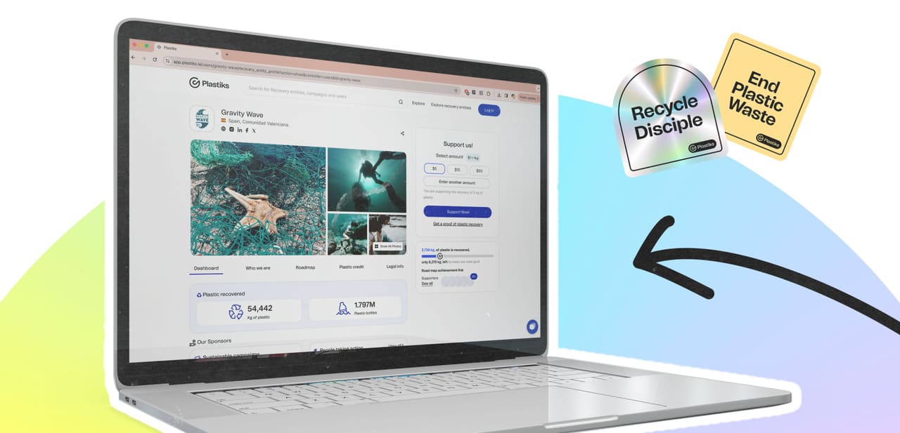 a laptop showing the Plastiks app on its screen the specific page is Gravity wave recovery entity page